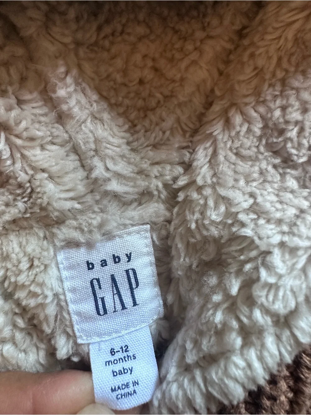 GAP Baby Sherpa-Lined Hooded Cardigan in Light Beige